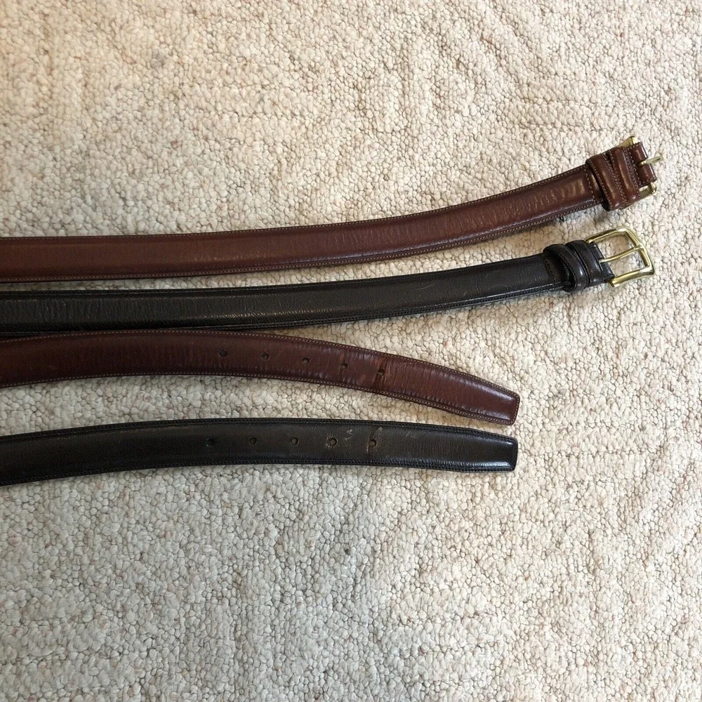 Roundtree & Yorke (2) 1 Black 1 Brown Full Grain Cowhide Dress Belt Men's 48/120 - Picture 3 of 16
